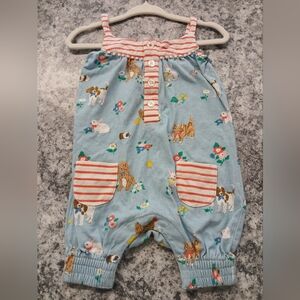 Baby Boden Blue Romper with Animal and Stripe Details 0-3 Mo